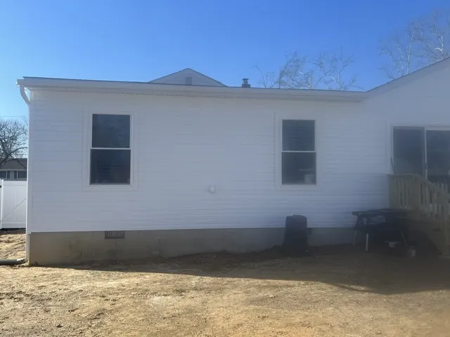 Completed exterior — rear elevation